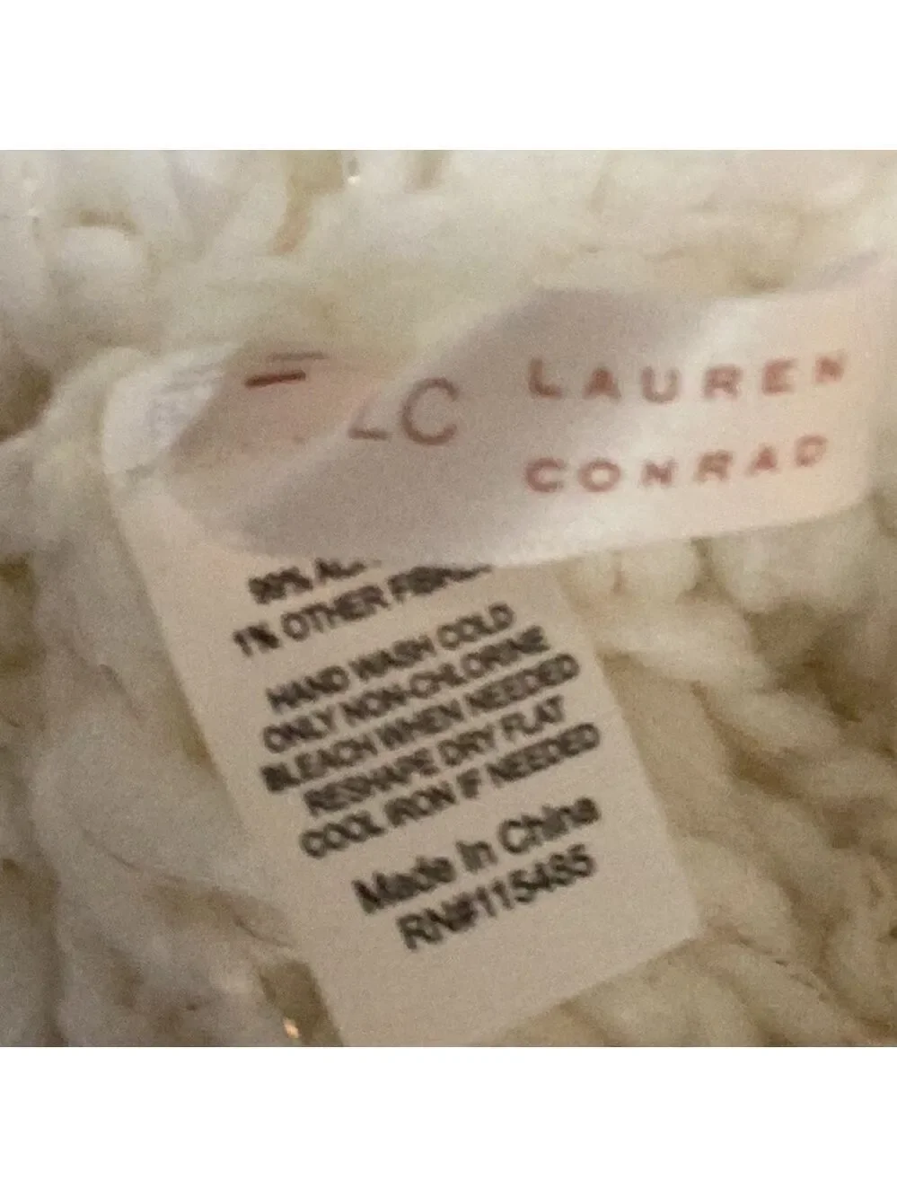 Lauren Conrad infinity scarf ivory with gold accents OSFM NWT